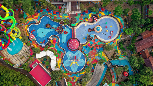Aerial view of the water park