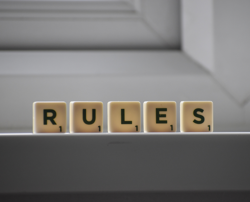 Rules word is written with the blocks